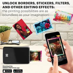 Kodak Step Mobile Zero Ink Instant Photo Printer, Single-Function, Black (RODMP20AMZBL)