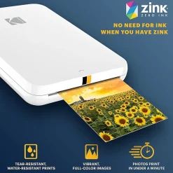 Kodak Step Slim Zero Instant Photo Printer, Single-Function, White (RODMPS20W)