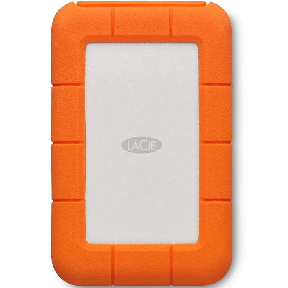 LaCie Rugged Secure 2TB External Hard Drive Portable USB-C USB 3.0 Shock Resistant Encryption Mac PC, Orange (STFR2000403)