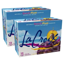 Lacroix Beach Plum Sparkling Seltzer Water, 12 Fl. Oz., 12 Cans/Pack, 2 Packs/Carton (15021762)