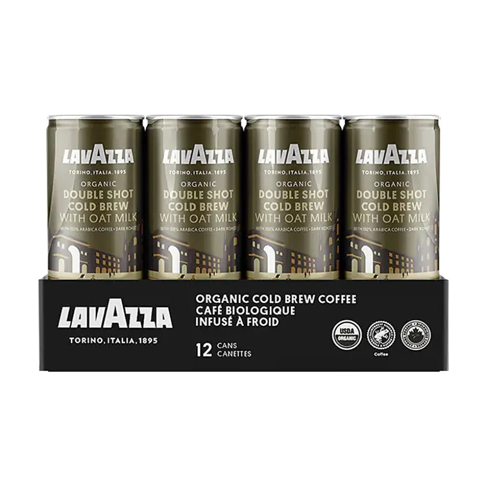 Lavazza Double Shot Oat Milk Cold Brew Coffee, Dark Roast, 8 fl. oz., 12/Carton (2121)