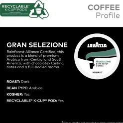 Lavazza Gran Selezione Coffee Keurig® K-Cup® Pods, Dark Roast, 22/Box (6006)