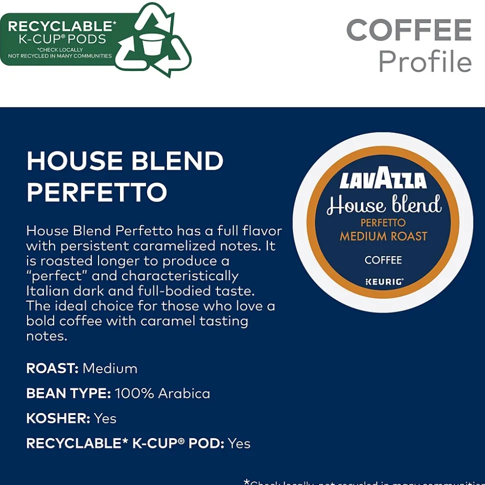 Lavazza Perfetto Coffee Keurig® K-Cup® Pods, Dark Roast, 22/Box (5000382580)