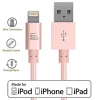 LAX Apple MFI Certified 4 Feet Strong Braided Lightning USB Data Synch Charging Cable, Rose Gold