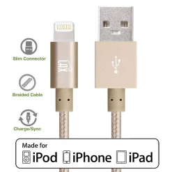 LAX Apple MFi Certified Lightning to USB Cable for Charge Sync 6ft, Gold