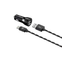 LAX Gadgets Type C 6ft Charger with Car Charger Black (USBCCAR6FT-BLK)