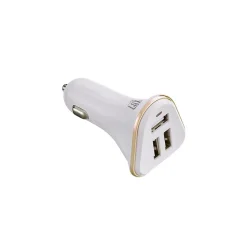LAX 3-USB Port Car Charger 4.8A for Smartphones - White (LAX3PORTCAR-WHT)