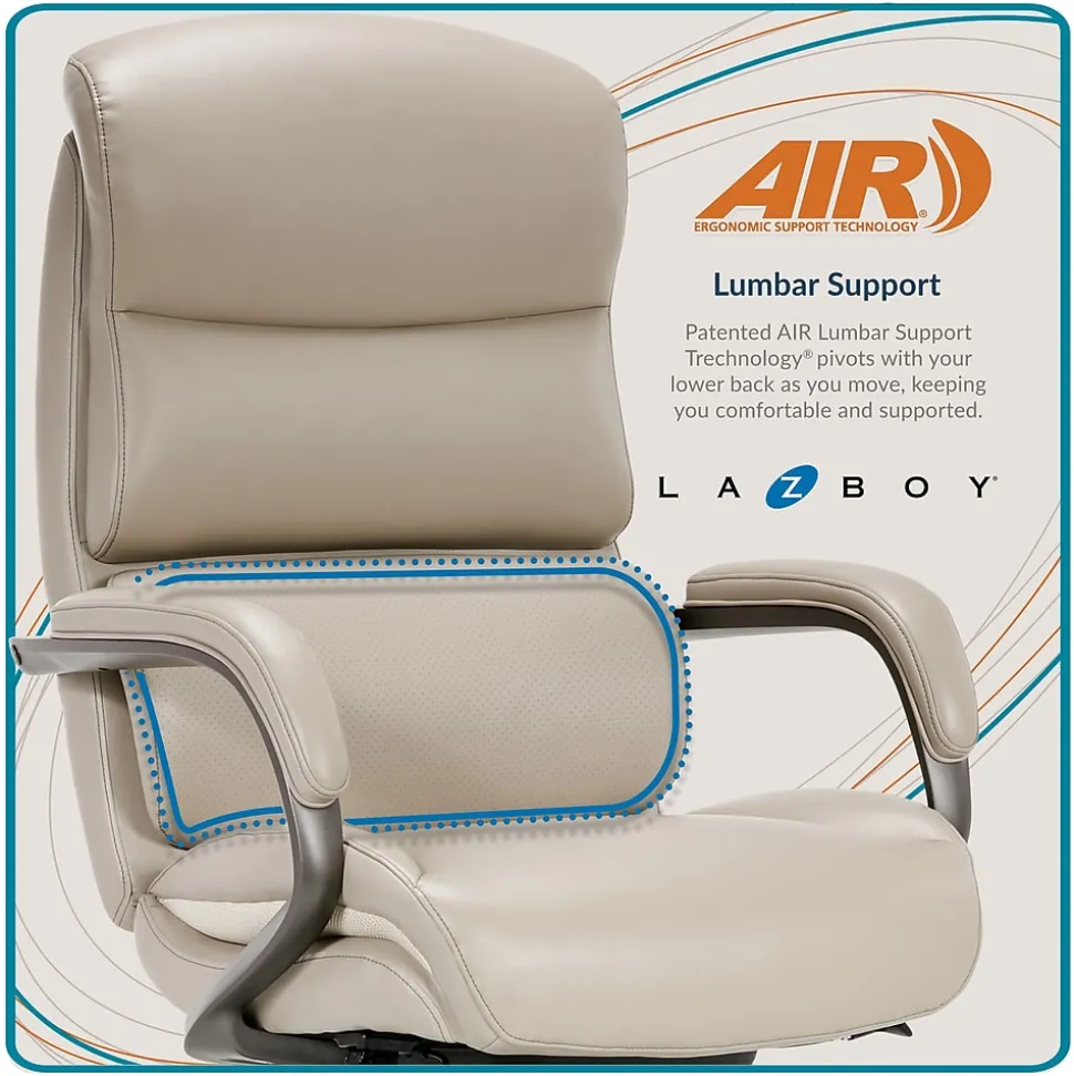 La-Z-Boy Aberdeen Bonded Leather Executive Chair, Beige (LF51122)