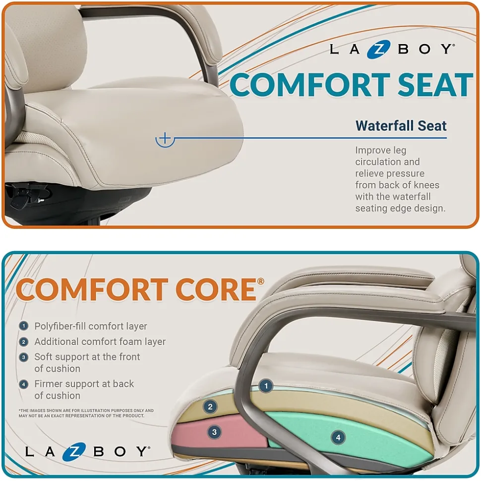 La-Z-Boy Aberdeen Bonded Leather Executive Chair, Beige (LF51122)