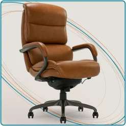 La-Z-Boy Aberdeen Ergonomic Bonded Leather Swivel Computer and Desk Chair, Camel (51545-CAM)