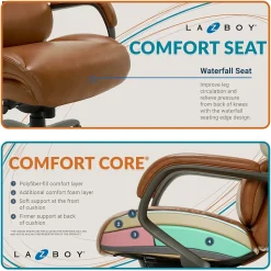 La-Z-Boy Aberdeen Ergonomic Bonded Leather Swivel Computer and Desk Chair, Camel (51545-CAM)