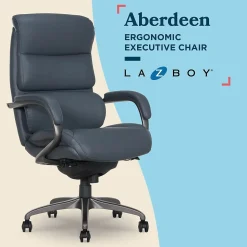 La-Z-Boy Aberdeen Ergonomic Bonded Leather Swivel Executive Chair, Dark Blue (51545-DBLU)