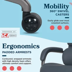 La-Z-Boy Aberdeen Ergonomic Bonded Leather Swivel Executive Chair, Dark Blue (51545-DBLU)