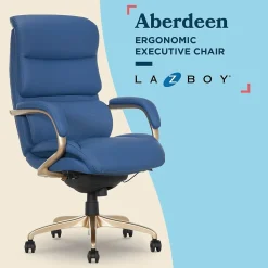 La-Z-Boy Aberdeen Ergonomic Bonded Leather Swivel Executive Chair, Blue (51545-BLU)