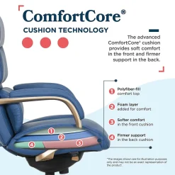 La-Z-Boy Aberdeen Ergonomic Bonded Leather Swivel Executive Chair, Blue (51545-BLU)