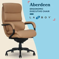 La-Z-Boy Aberdeen Ergonomic Bonded Leather Swivel Executive Chair, Tan (51545-TAN)