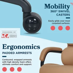 La-Z-Boy Aberdeen Ergonomic Bonded Leather Swivel Executive Chair, Tan (51545-TAN)