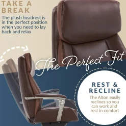 La-Z-Boy Alton Ergonomic Bonded Leather Swivel Executive Chair, Brown (51544-BRN)