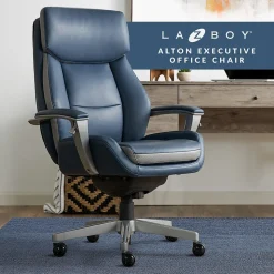 La-Z-Boy Alton Ergonomic Bonded Leather Swivel Executive Chair, Blue (60029-DS)