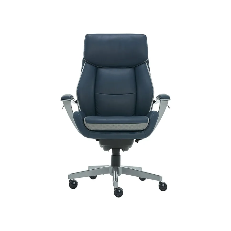 La-Z-Boy Alton Leather Executive Chair, Steel Blue/Light Gray (60029)