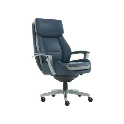 La-Z-Boy Alton Leather Executive Chair, Steel Blue/Light Gray (60029)