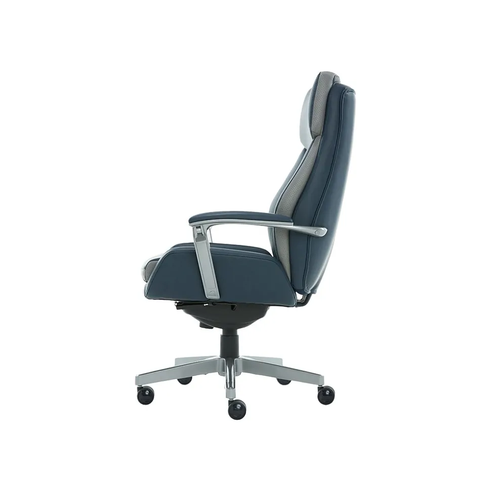 La-Z-Boy Alton Leather Executive Chair, Steel Blue/Light Gray (60029)
