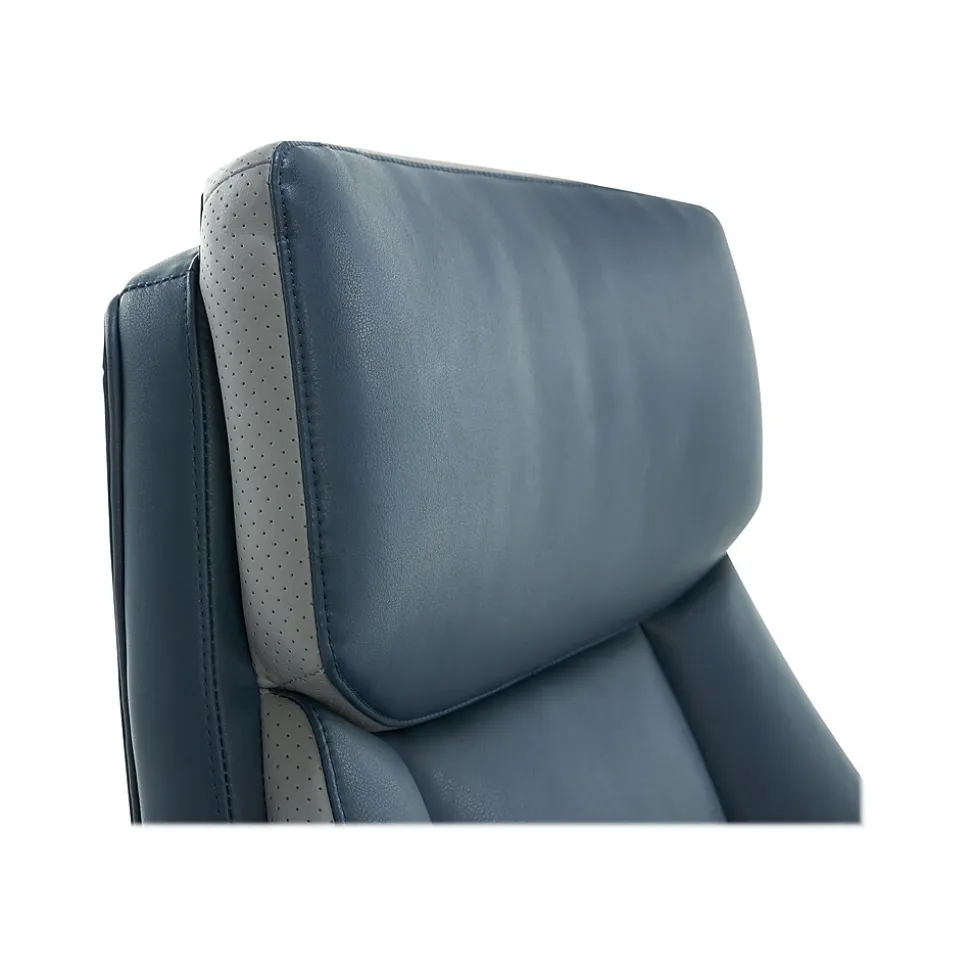 La-Z-Boy Alton Leather Executive Chair, Steel Blue/Light Gray (60029)