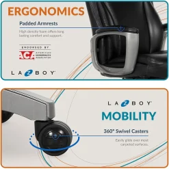 La-Z-Boy Arcadian Bonded Leather Executive Chair, Black (60009)