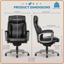 La-Z-Boy Arcadian Bonded Leather Executive Chair, Black (60009)