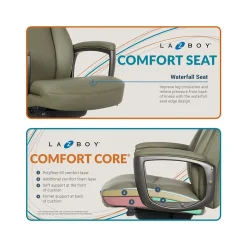 La-Z-Boy Arcadian Ergonomic Bonded Leather Swivel Executive Chair, Olive (60008-OLV)