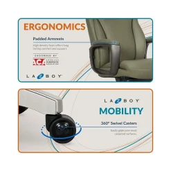 La-Z-Boy Arcadian Ergonomic Bonded Leather Swivel Executive Chair, Olive (60008-OLV)