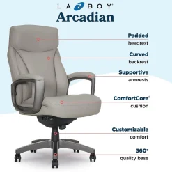 La-Z-Boy Arcadian Ergonomic Bonded Leather Swivel Executive Chair, Beige (60008-BGE)