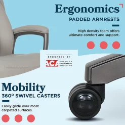 La-Z-Boy Arcadian Ergonomic Bonded Leather Swivel Executive Chair, Beige (60008-BGE)