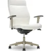 La-Z-Boy Baylor Ergonomic Faux Leather Swivel Executive Chair, White (CHR10085A)
