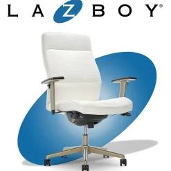 La-Z-Boy Baylor Ergonomic Faux Leather Swivel Executive Chair, White (CHR10085A)