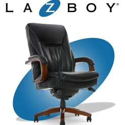 La-Z-Boy Big & Tall Edmonton Ergonomic Bonded Leather Swivel Executive Chair, Black (45764A)