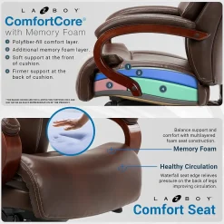 La-Z-Boy Bradley Bonded Leather Executive Chair, Roasted Chestnut (44762)