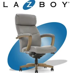 La-Z-Boy Greyson Ergonomic Bonded Leather Swivel Executive Chair, Gray (CHR10086A)