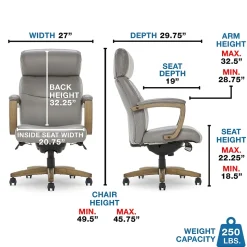 La-Z-Boy Greyson Ergonomic Bonded Leather Swivel Executive Chair, Gray (CHR10086A)