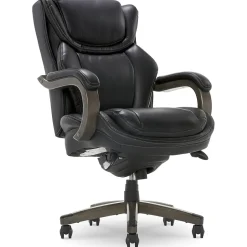 La-Z-Boy Harnett Ergonomic Faux Leather Swivel Executive Chair, Black (46253A)