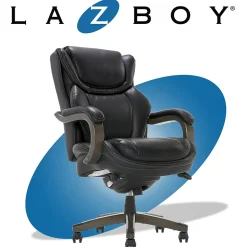 La-Z-Boy Harnett Ergonomic Faux Leather Swivel Executive Chair, Black (46253A)