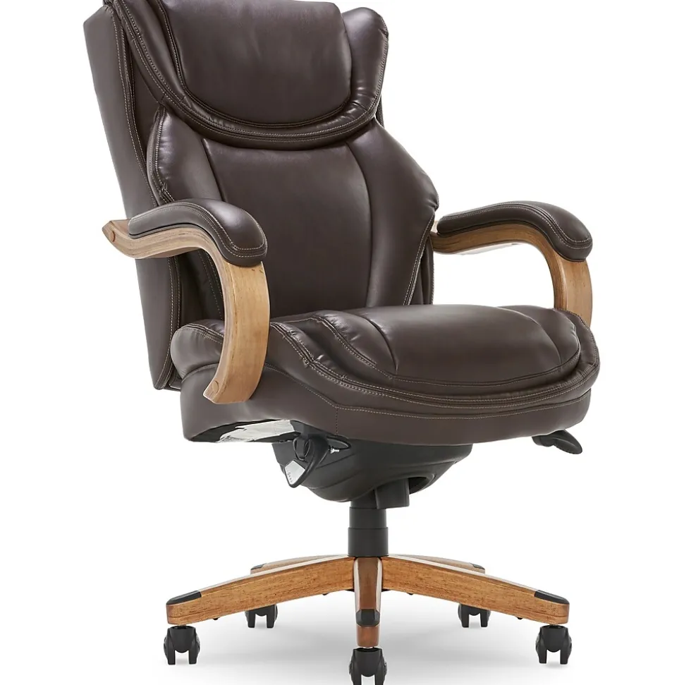 La-Z-Boy Harnett Ergonomic Faux Leather Swivel Executive Chair, Coffee (46253B)