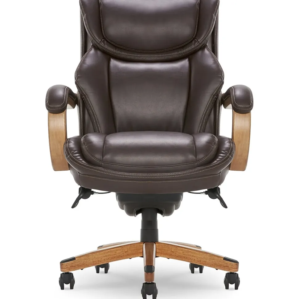 La-Z-Boy Harnett Ergonomic Faux Leather Swivel Executive Chair, Coffee (46253B)