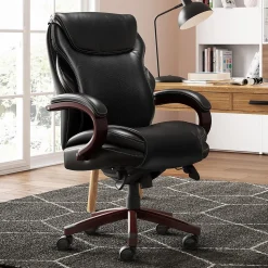 La-Z-Boy Hyland Ergonomic Bonded Leather Swivel Executive Chair, Black (45779A)