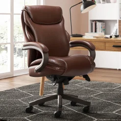 La-Z-Boy Hyland Ergonomic Faux Leather Swivel Executive Chair, Brown (CHR10044C)