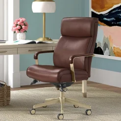 La-Z-Boy Melrose Ergonomic bonded Leather Swivel Executive Chair, Brown (CHR10084C)