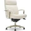 La-Z-Boy Melrose Ergonomic bonded Leather Swivel Executive Chair, White (CHR10084B)