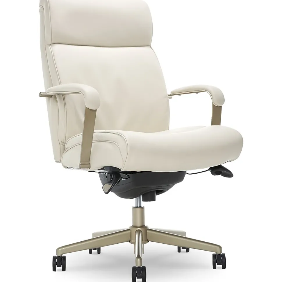 La-Z-Boy Melrose Ergonomic bonded Leather Swivel Executive Chair, White (CHR10084B)