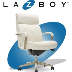 La-Z-Boy Melrose Ergonomic bonded Leather Swivel Executive Chair, White (CHR10084B)