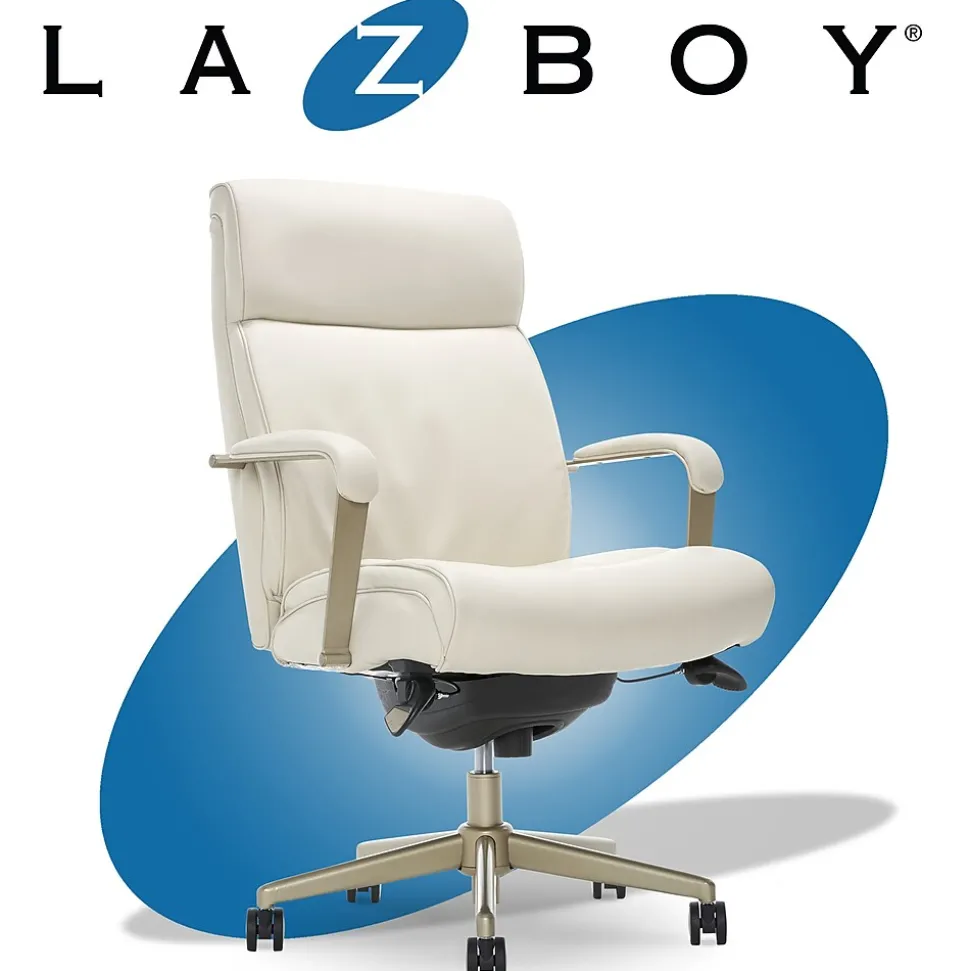 La-Z-Boy Melrose Ergonomic bonded Leather Swivel Executive Chair, White (CHR10084B)